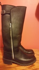 Womens vince Comuto Black leather riding boots size 7 m USA Made vibram soles