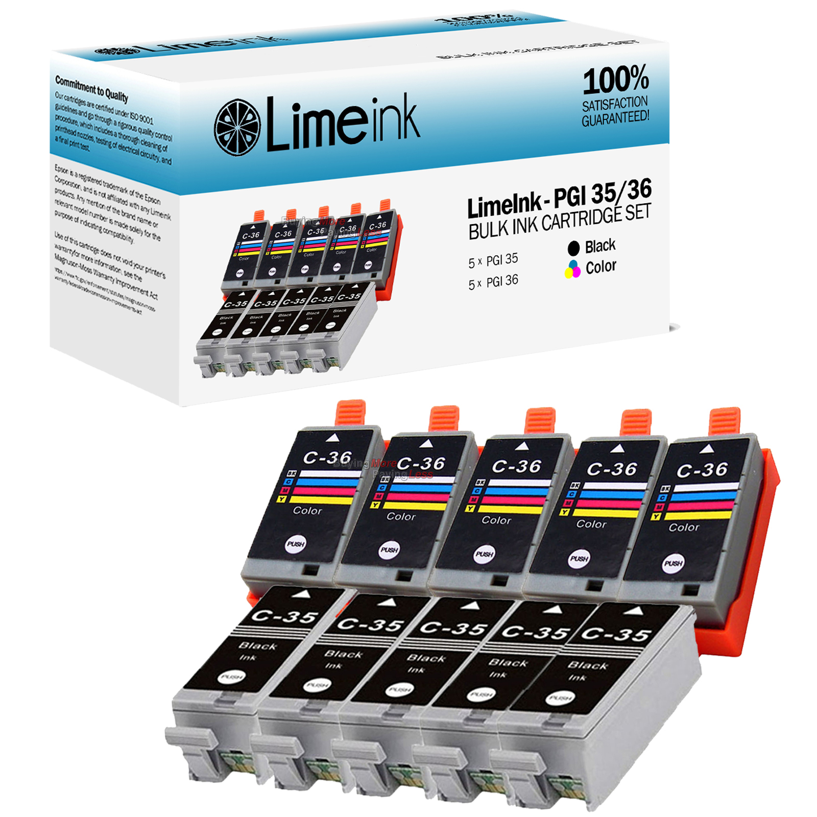 Canon Pixma ip100 Printer Ink Cartridges CLI-36 PGI-35 10-Pack 1509B002 1511B002-image