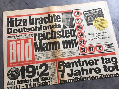 BILDzeitung 05.06.1982 Juni 5.6.1982 Geschenk 37. 38. 39. 40. 41. Geburtstag