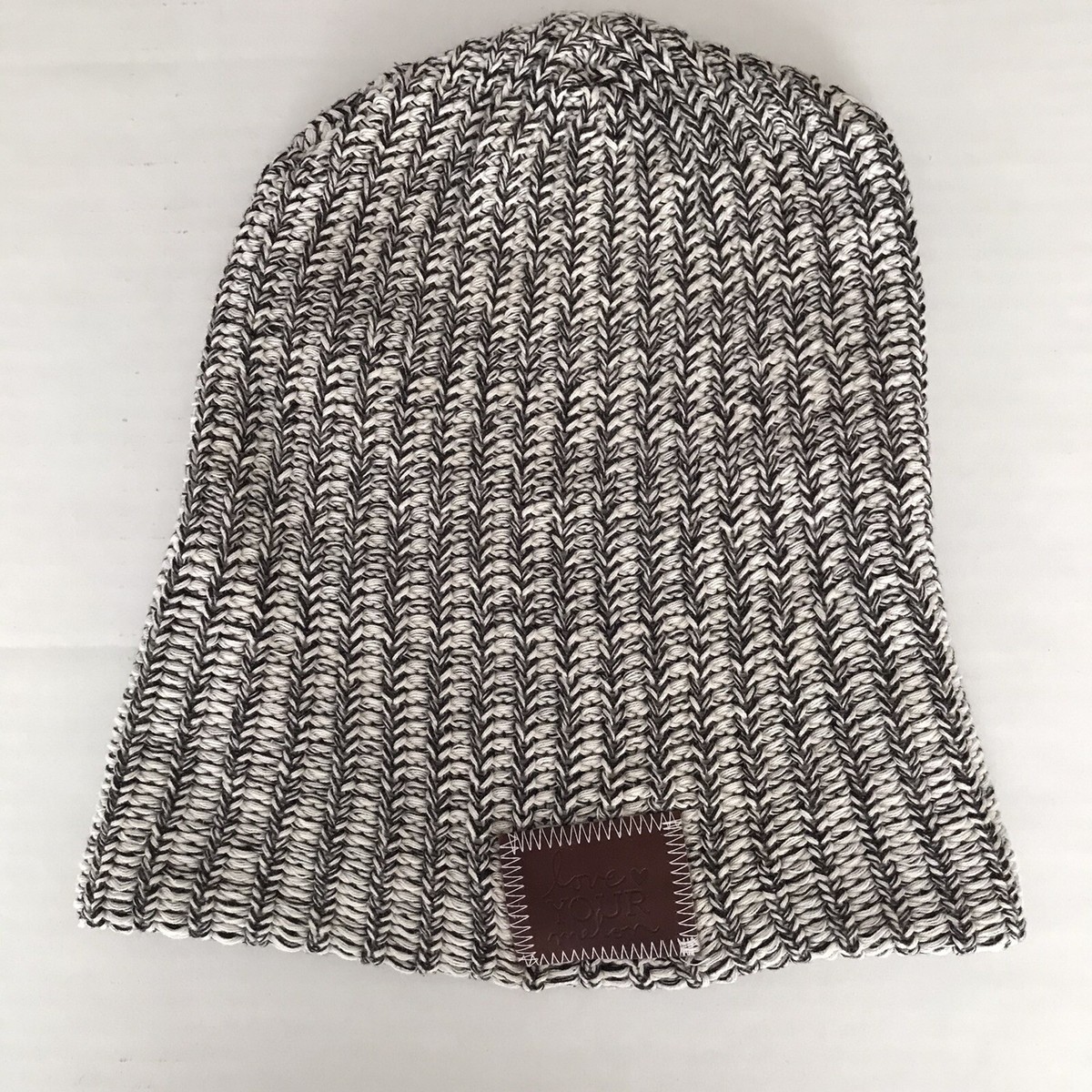 Love Your Melon Black and White Knit Beanie Essentials Beanie – Love Your Melon main image 4