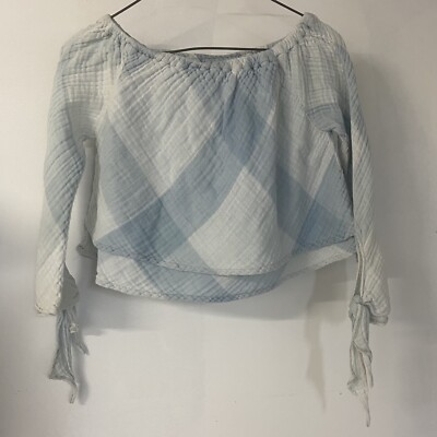 Thread And Suply Size Women s Small  Plaid Off Shoulder Top Blue White
