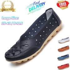 Womens Slip on Leather Loafers Walking Driving Casual Moccasins Shoes Flats Size