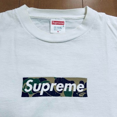 VTG Supreme x Bape A Bathing Ape Box Logo T-Shirt Size M ABC Camo 
