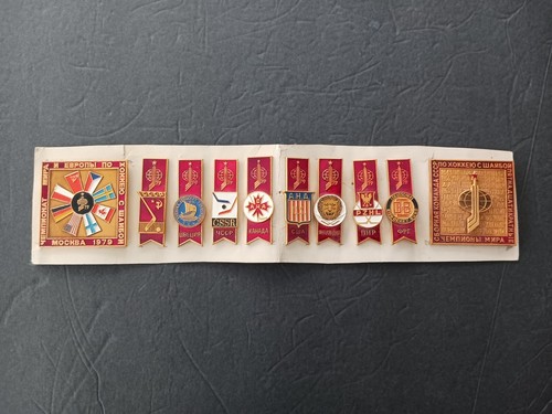 1979 Hockey Russia MOCKBA Olympics 10 Pins CCCP CSSR CWA PZHL DEUTSCHER SVENSKA
