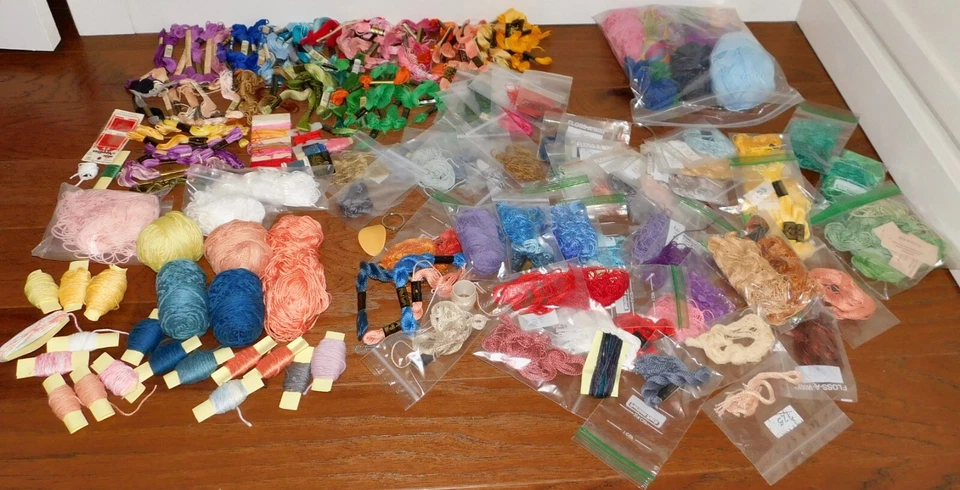 Embroidery Floss Thread LARGE LOT Cotton Silk Wool 10 8 6 Strand Perle DMC+++ - Image 2 of 4