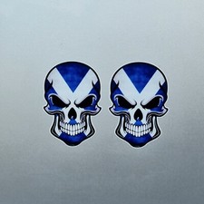 2x Scotland Scottish Flag Biker Skull Vinyl Sticker Decal For Car Helmet 65x45mm