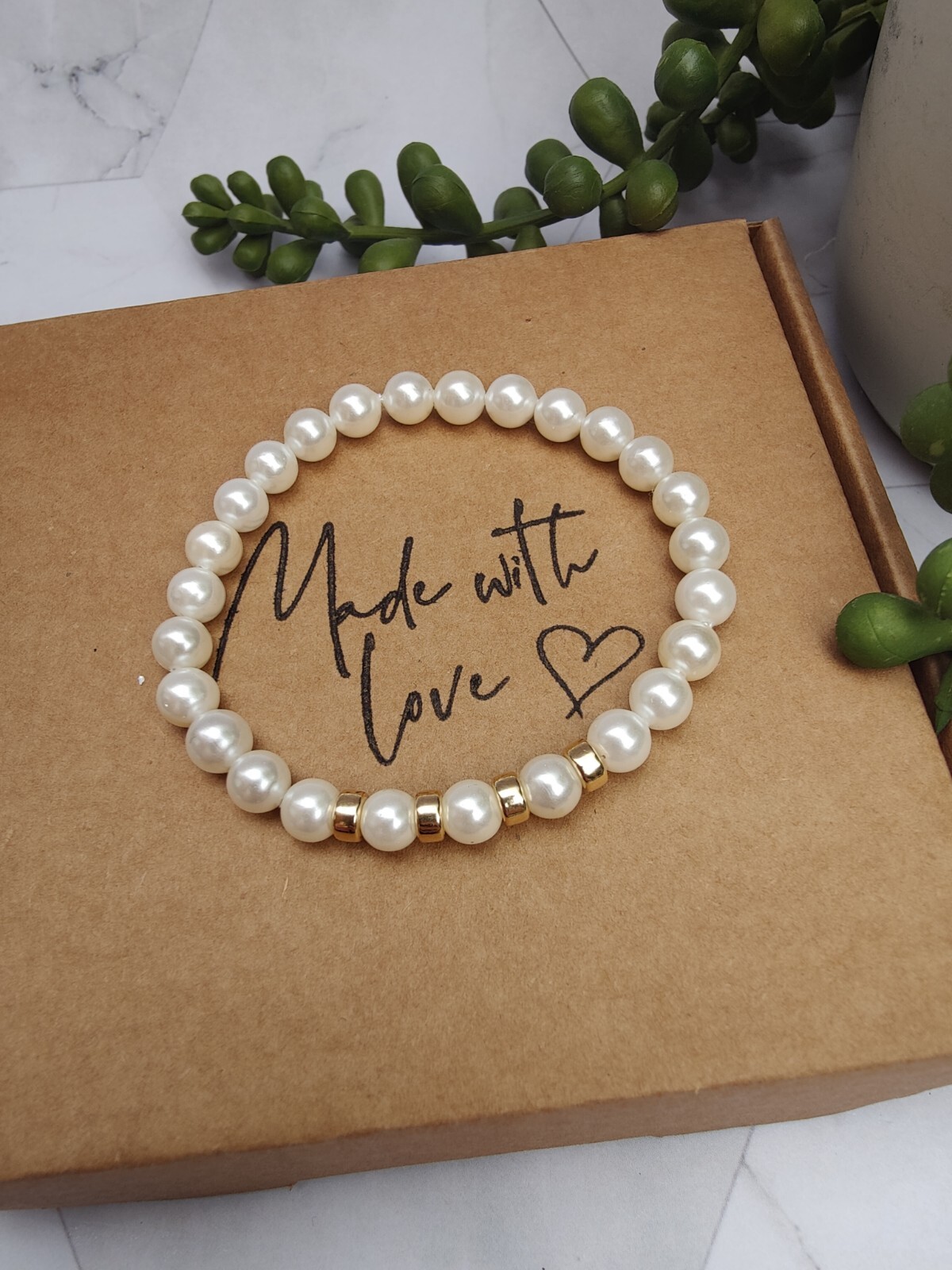 Mother Of Pearl & Gold Stretch Bracelet, June Birthstone, Wedding Bracelet