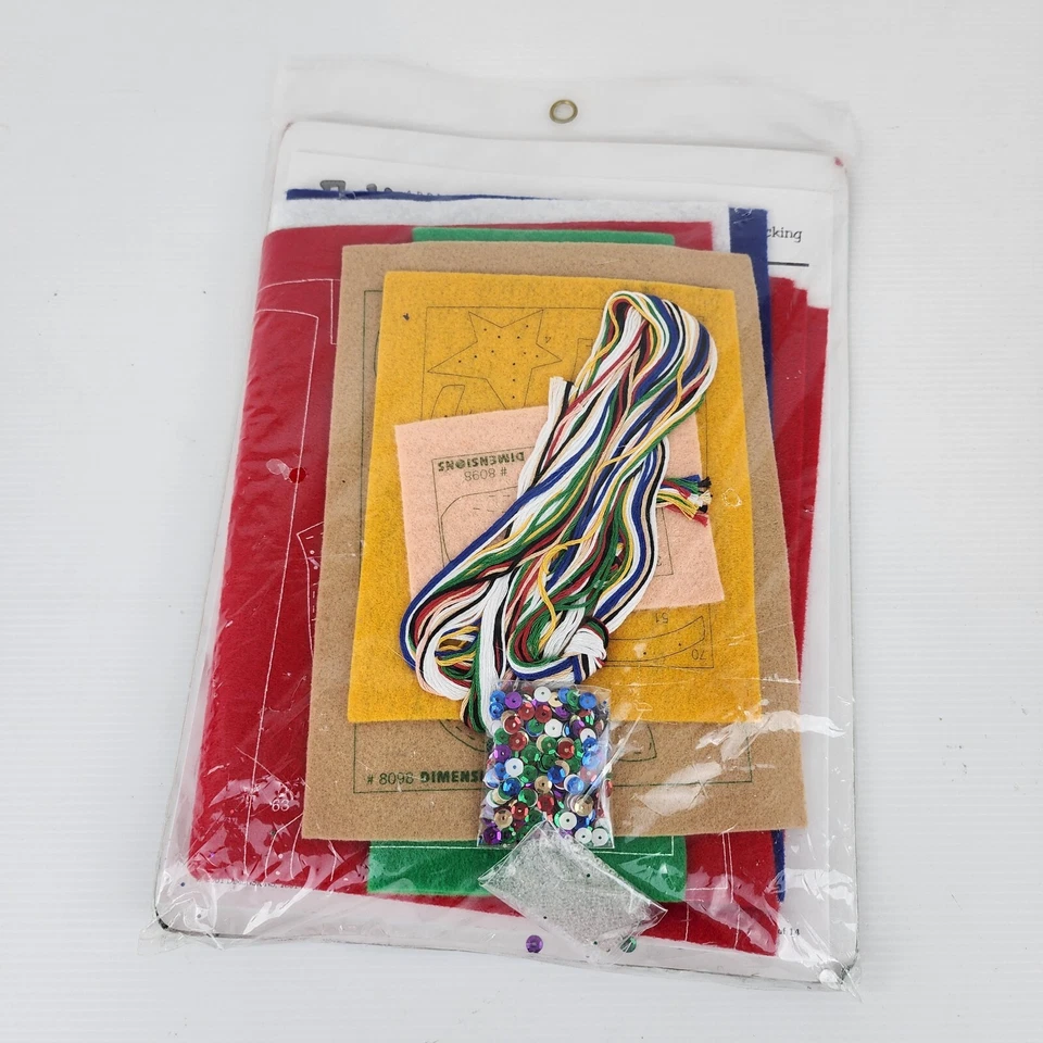 Dimensions Felt Works Santa & Rudolph Handmade Christmas Stocking Vintage 2001 - Image 2 of 4