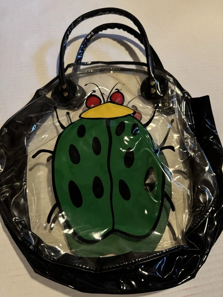 Bolso de Mano Lady Bug Vintage Plástico Transparente - Años 60 - Nuevo Stock Antiguo Foto 2 de 3
