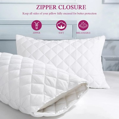 Waterproof Pillow Covers Zippered 6 Pack Standard Queen King Pillow Protectors