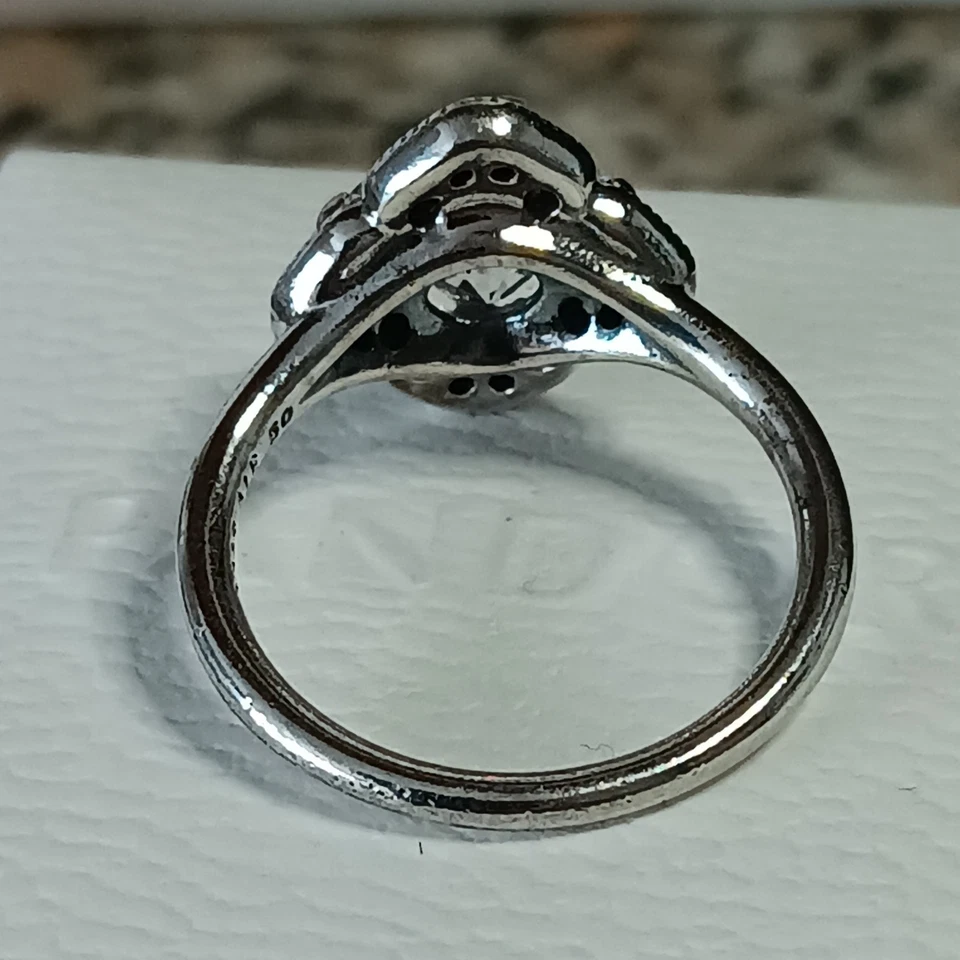 Genuine Pandora Retired Rare Crystalized Floral Fancy Ring S925 ALE Size 50 VGC  - Image 4 of 4