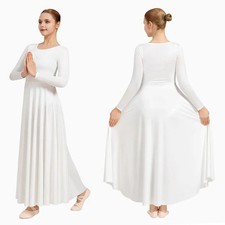 Women's Long Sleeve Praise Dance Dress Loose Fit Full Length Church Costume