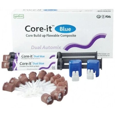New Dental Spident Core it Blue - Dual Syringe Pack 10 gm X 2 Free II Ship