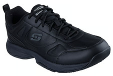 NEW MENS SKECHERS WORK RELAXED FIT DIGHTON SR Black LEATHER Shoes AUTHENTIC
