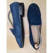 Array Womens Navy Blue Suede Penny Loafers Si...