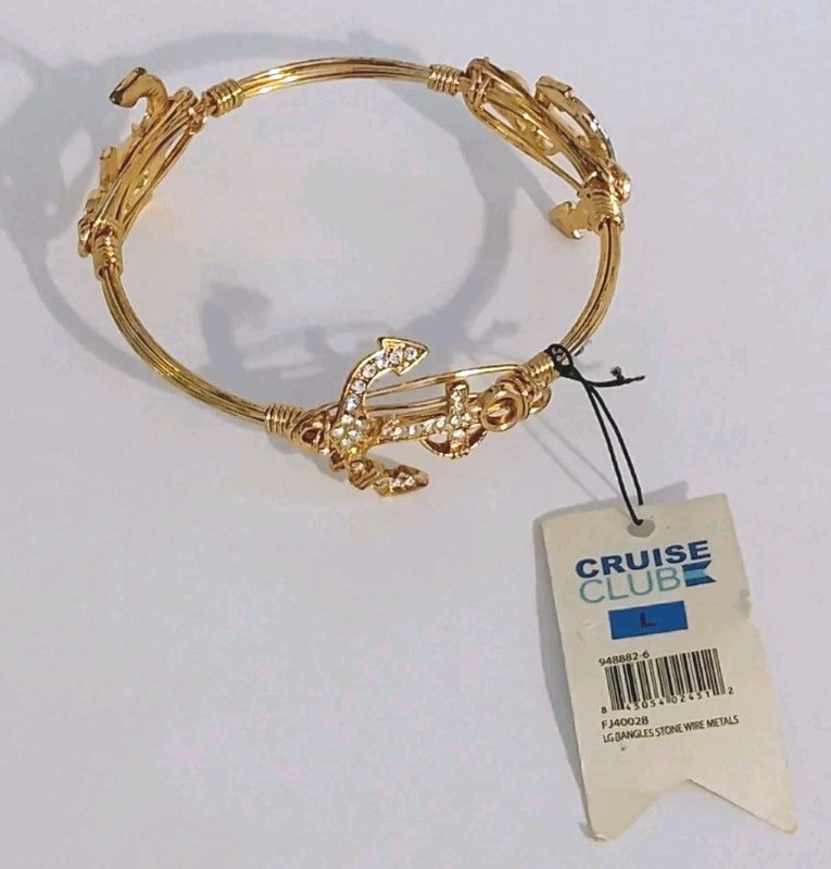 Cruise Club Norwegian Cruise Lines Anchor Rhinestone Bangle Size L Gift Souvenir