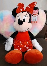 Disney Minnie Mouse Stuffed Plush 20 Red Dress Shoes Bow with Hearts RARE