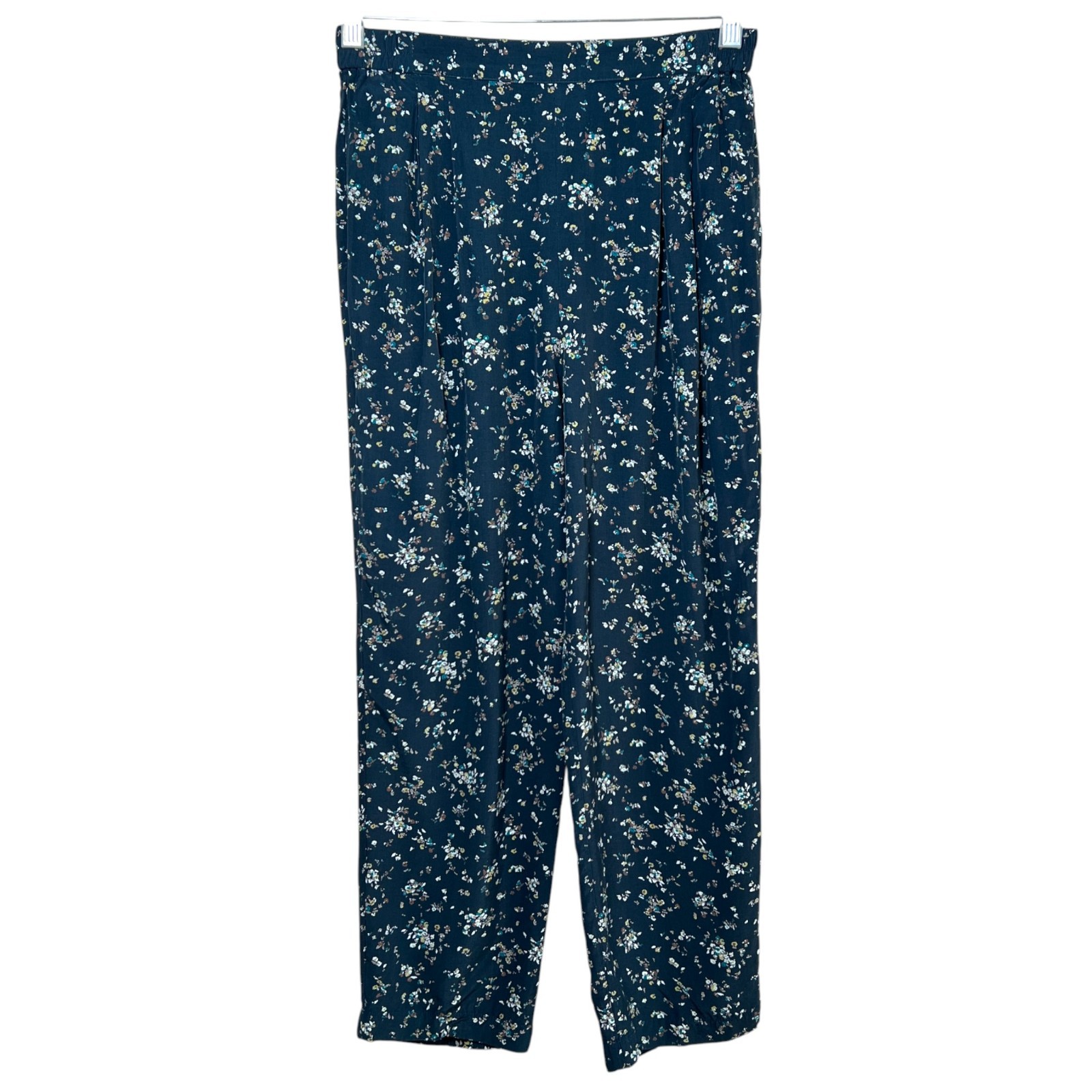 Vintage Coldwater Creek Pleated Pull On Pants Floral Size L Boho Cottage Fairy