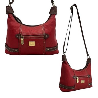 Vintage 90s 00s BORN CONCEPTS Pebbled Leather Crossbody Bag Shoulder Handbag RED