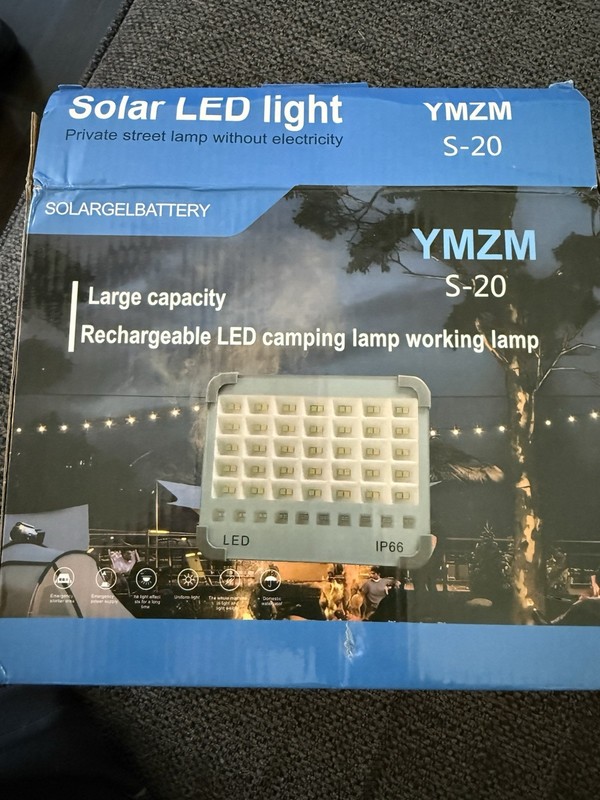 YMZM S-20 Solar LED Flood Light IP66 Rechargeable Outdoor Switch Gray