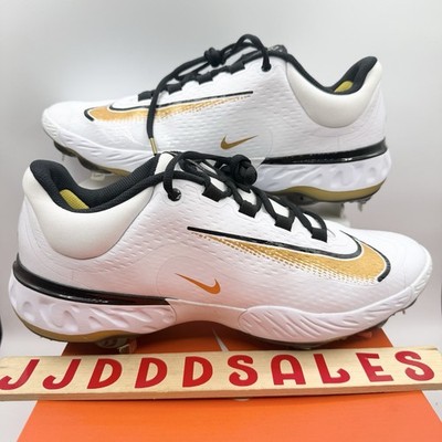 Nike Alpha Huarache Elite 4 Low Baseball Cleats White Gold 