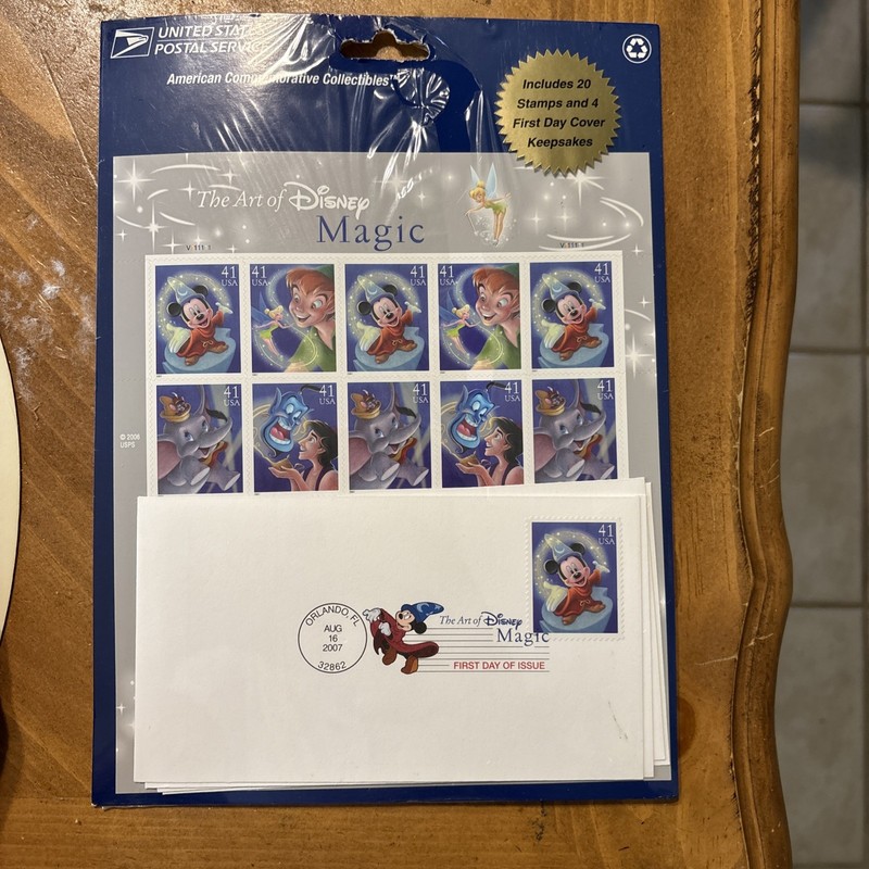 Collectors Item  Stamp Of Disney Magic-USPS  20 Stamps and 4 First Day.  Rare.