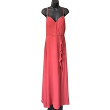 Azazie Naeem Dress Size A8 A-line V Neck Ruffle Chiffon Terracotta