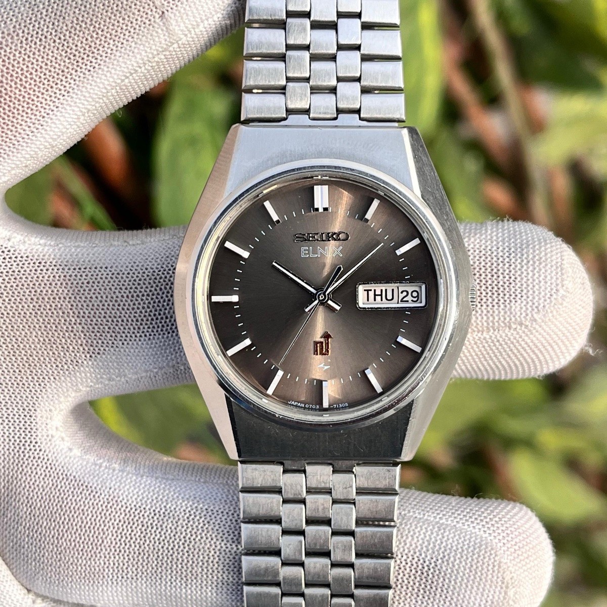 Vintage Seiko Elnix JDM Electronic Tobacco Brown Dial Japan Men