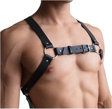 Adjustable Men'S Punk Chest Belt Leather Body Chest Harness Belt Shiny Half Body