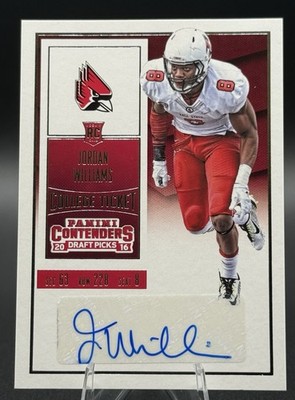 2016 Panini Contenders Draft Picks Jordan Williams #124 RC Auto Variation
