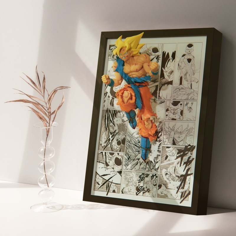 Marco de fotos Dragon Ball Z LED Goku Shenlong Anime 3D Decoración Mural Regalo