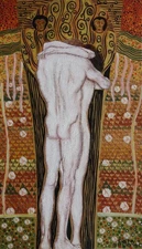 Fine unique golden painting – Lovers, signed Gustav Klimt, w COA