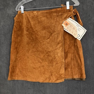 VTG Gerard By Pege Leather Wrap Skirt Women s 8 Tie Suede Native Boho Texas USA