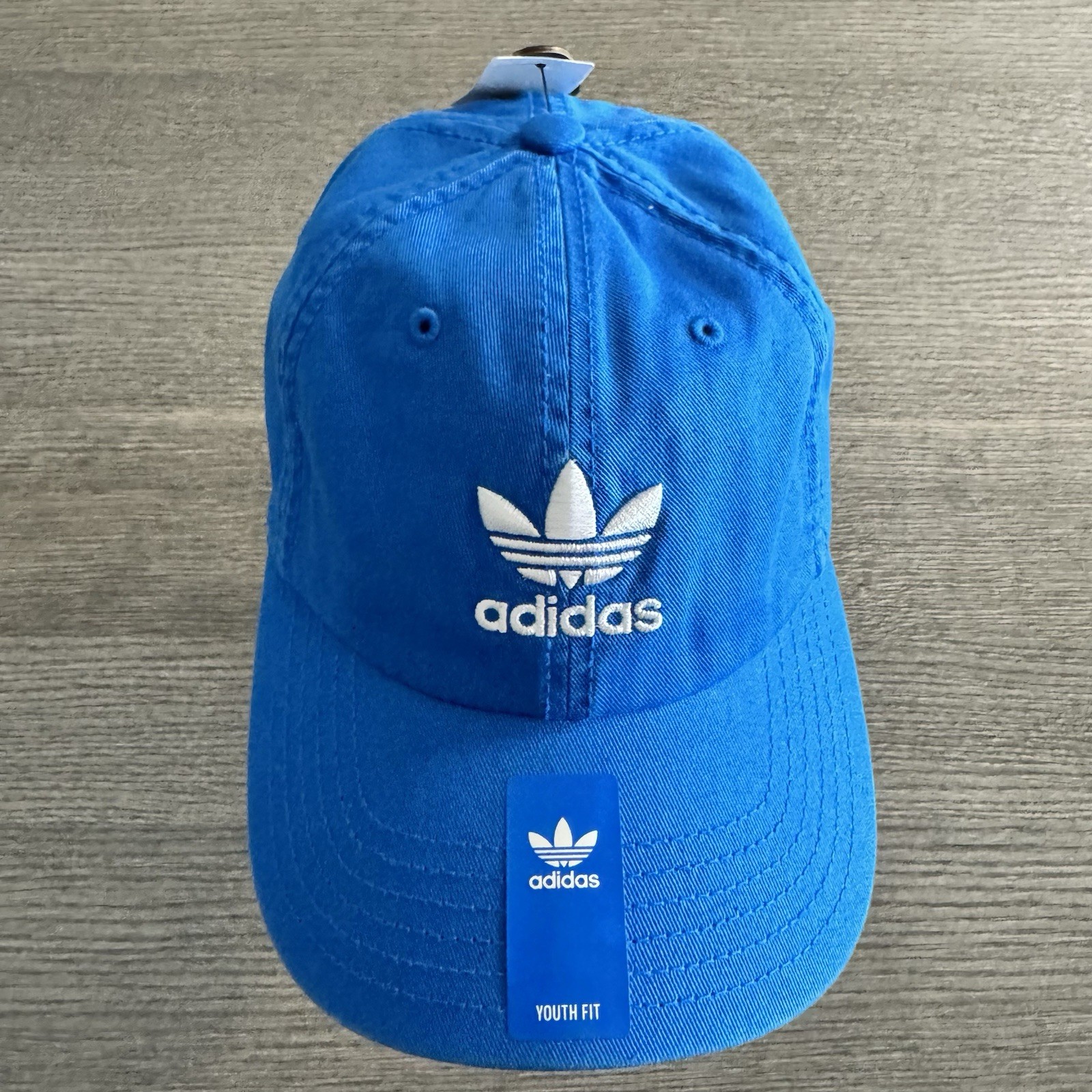 Adidas Youth Original Washed Relaxed Strapback Baseball Hat Bluebird