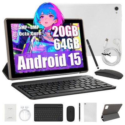 White Tab 64GB ROM 5MP+8MP 6800mAh Octa-Core 10.4'' HD IPS Dual band WiFi 6 PC