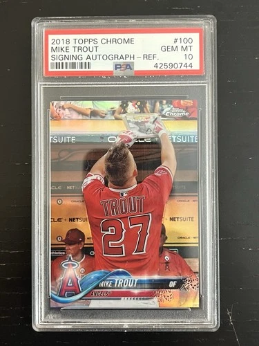 2018 Topps Chrome Mike Trout Image Variation Refractor PSA 10 Signing Auto #100