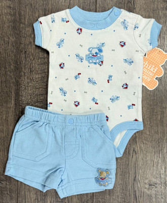 Baby Boy Clothes New Child Mine Carter's Preemie 2pc Blue Puppy Love Outfit