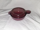 Vintage Corning Vision Ware Cranberry Grab-It Bowl V-240-B w/ Pyrex Lid P-240-C