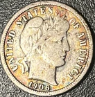 1906-S Barber Silver Dime in a SAFLIP® - Fine- (VG+) Details