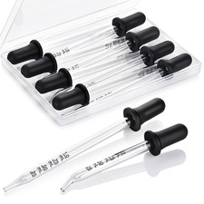 8 Pack Glass Pipette Eye Dropper, 4 Short Bent 4 Long Straight Tips, 1 Ml Ear