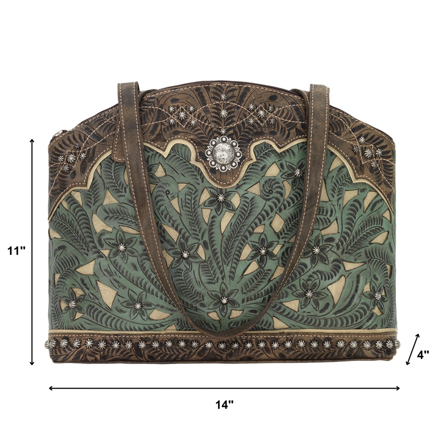 American West Womens Annies Secret Collection CC Turquoise Leather Handbag Bag