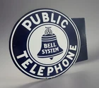 Restored Vintage Bell System Public Telephone Porcelain Sign-Double Sided Flange