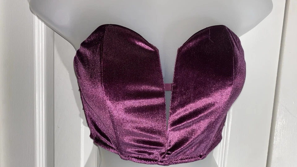 VICTORIA'S SECRET 2016 Dream Angels Plum Lace Velvet Corset Bra Bustier M  AA04 - Image 3 of 4