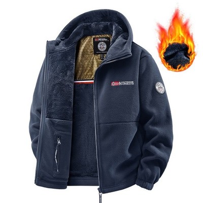 Herren Fleecejacke Outdoor warm dick Norwegen Ski Berg Mantel Kapuze Zip Jacke