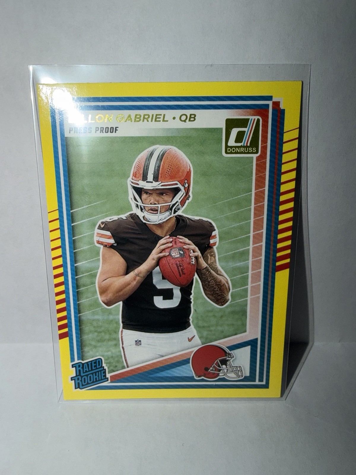 2025 Panini Donruss Dillon Gabriel Rated Rookie Yellow Press Proof #316