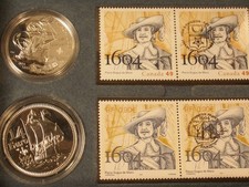 2004 ILE SAINTE CROIX 2 SILVER COINS & STAMPS SET - LOW MINTAGE AND C.O.A.'S