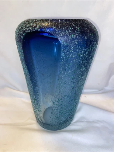 Vintage Sommerso Mandruzzato Murano Textured Glass Vase Mid Century