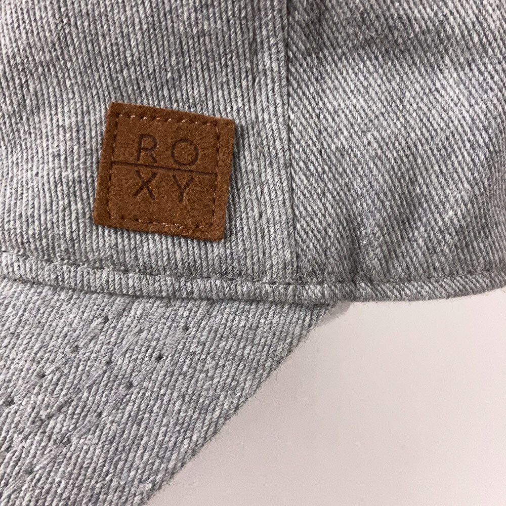 ROXY surf hat small leather patch gray fuzzy mate… - image 2