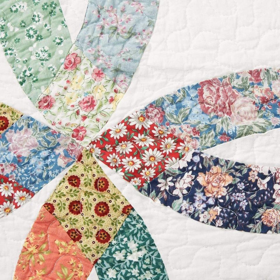 ANILLO DE BODAS PATRIMONIO CONJUNTO COMPLETO DE 3 piezas reina edredón: reliquia vintage azul país Foto 3 de 4