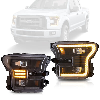 FULL LED Projector Headlights w/Sequential Turn For FORD F150 2015-2017 LH+RH